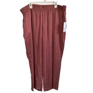 Soft Surroundings Lumi Pants Marsala Wide Leg Elastic Waist 2X‎ Pull On NWT